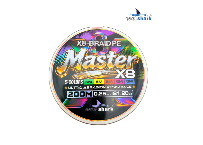 Шнур EastShark Master PE X8 200м 0,25мм #3 multicolor
