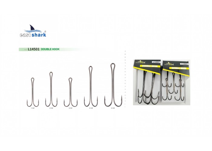 Крючок двойной EastShark Double Hook Long Shank №2/0 (уп.5 шт)