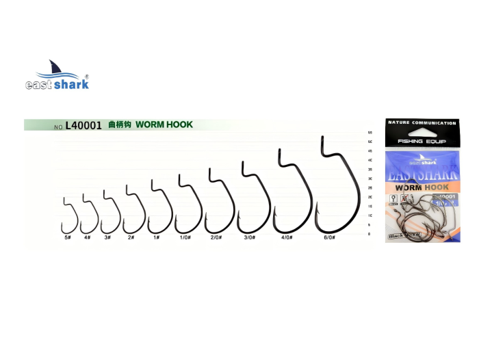 Крючок офсетный EastShark Worm Hook №3/0 (уп.6 шт)