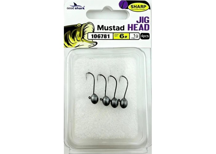 Джиг-головка EastShark JigHead 1 г крючок №6 ( уп. 4 шт)