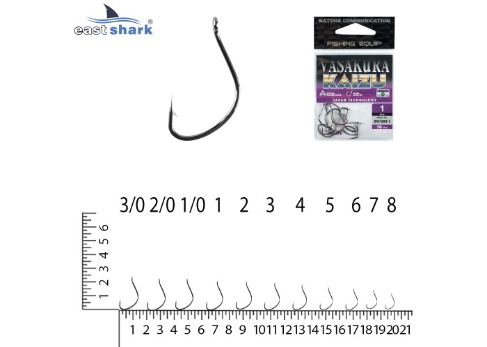 Крючки NEW EastShark Vasakura KAIZU № 3/0 BL