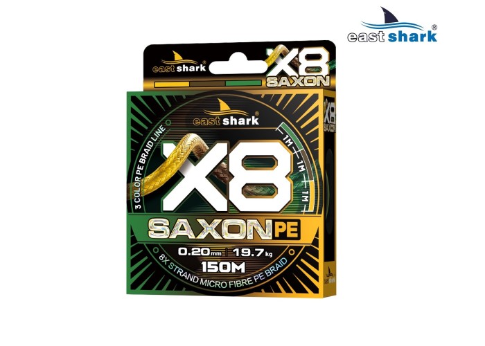 Шнур EastShark Saxon PE X8 150м 0,18 мм #1,2 3color