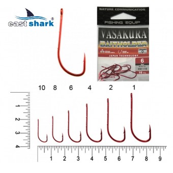 Крючки NEW EastShark Vasakura BAITHOLDER  RED № 4 красный (уп/10 шт)