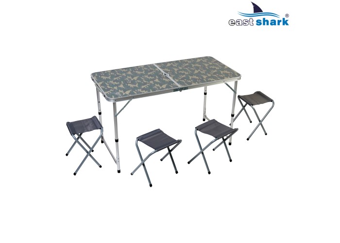 Набор алюминиевый стол + 4 стула 60*120 см CAMO