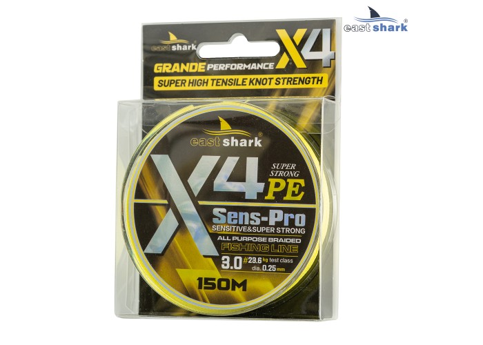 Шнур EastShark Sens-Pro X4 150м 0,30мм #4.0 желтый