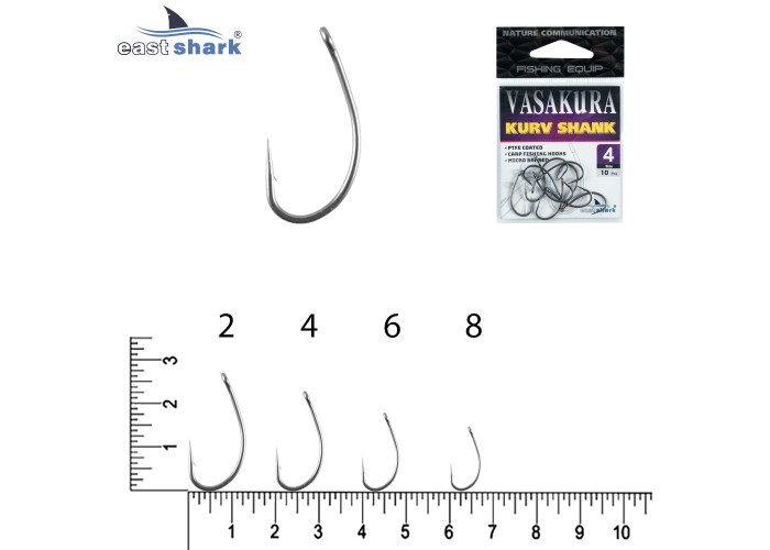 Крючки тефлон NEW EastShark Vasakura KURV SHANK № 2