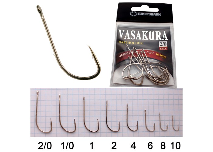 Крючки New Vasakura BAITHOLDER белые № 2/0