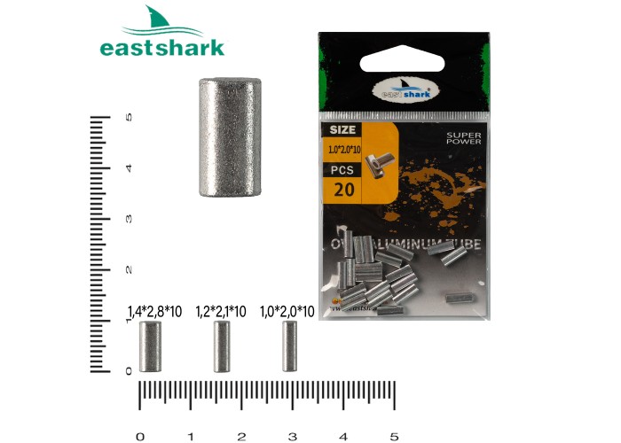 Овальная обжимная алюминиевая трубка D 1,4*2,8*10 (уп./20шт.)