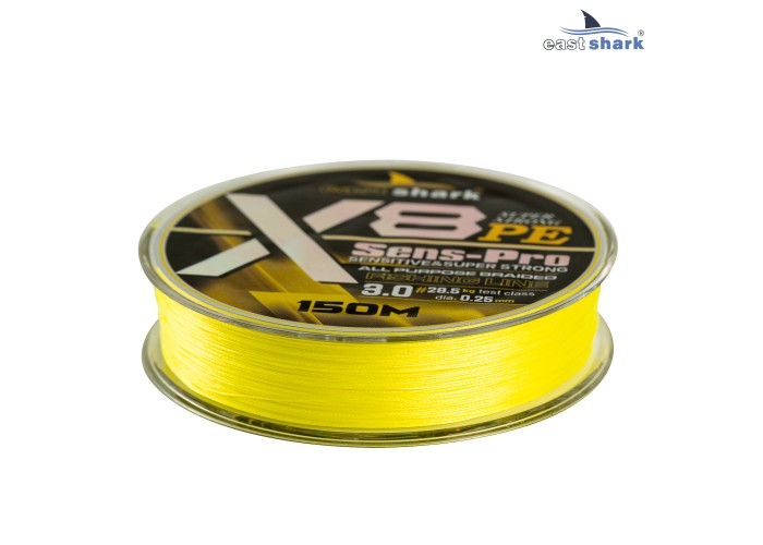 Шнур EastShark Sens-Pro X8 (150м) 0,25мм #3.0 желтый 