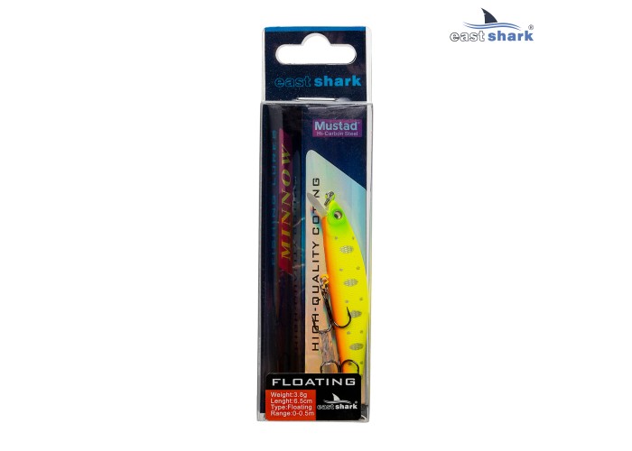 Воблер EastShark M-Small 6.5см. 3.8г. 0-0.5m Floating col.#001