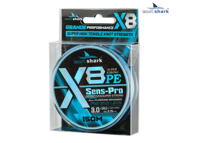 Шнур EastShark Sens-Pro X8 150м 0,12мм #0.6 голубой