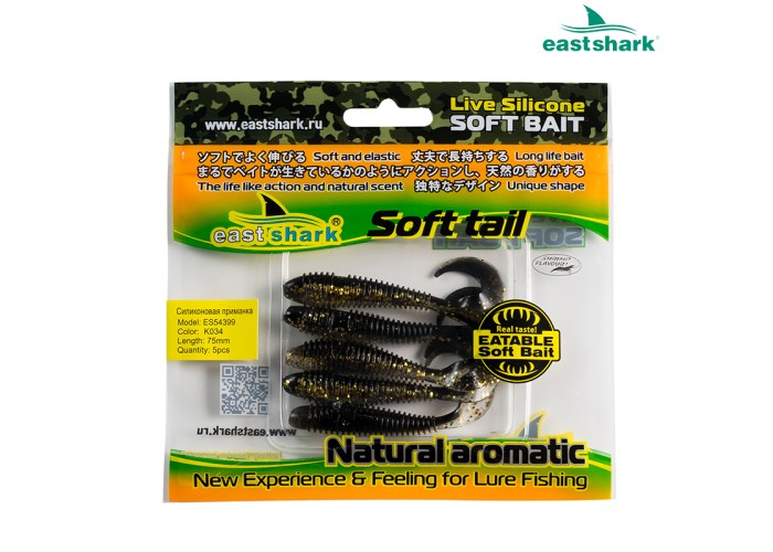 Силиконовая приманка ES54399 75 мм (5 шт/уп) color: K034 Силиконовая приманка ES54399 75 мм (5 шт/уп) color: K034