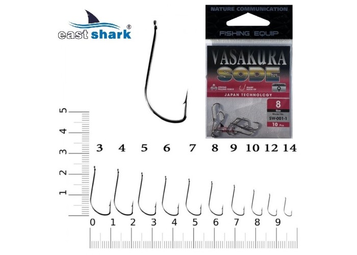Крючки NEW EastShark Vasakura SODE № 10 BL